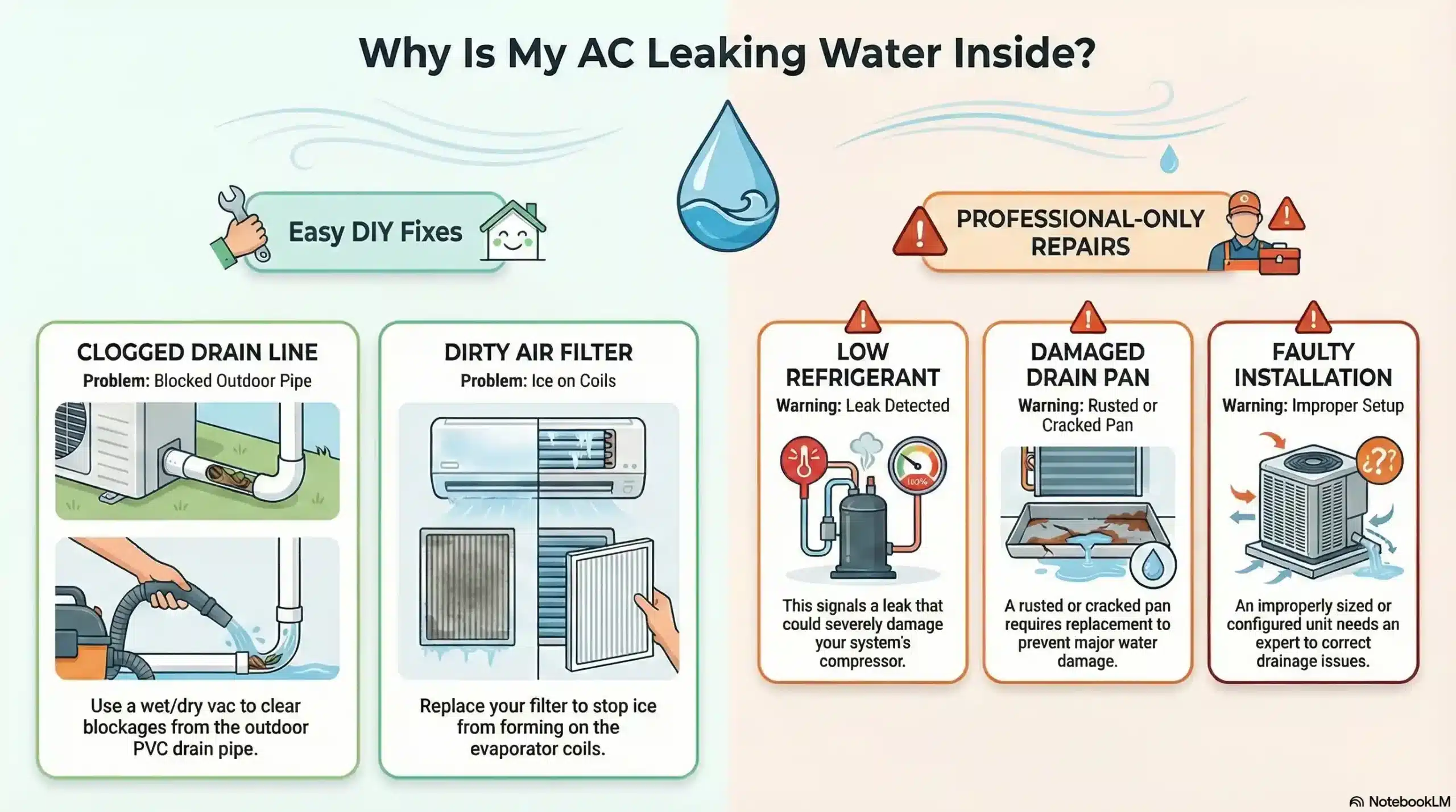 AC Leaking Water Inside Troubleshooting Roadmap: DIY vs Professional Repair